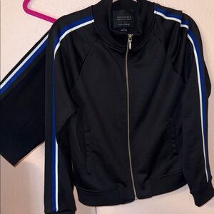 Sanctuary Black and Blue striped Jacket and Pant Set.